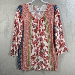 Christopher & Banks Tunic Women's M Gauzy Resortwear Colorful Casual